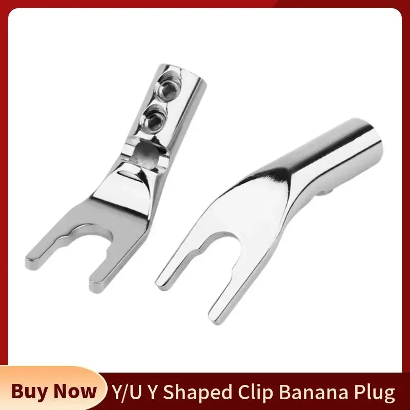 Y U Shape Banana Plug Audio Speakers Terminal Screw Fork Spade Wire Connector Gold Silver Purple Copper HiFi Speaker Conector