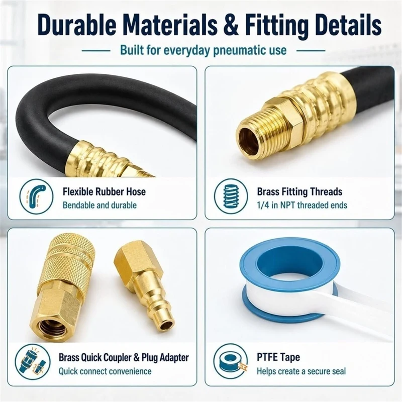 Short Air Compressor Hose 1/4