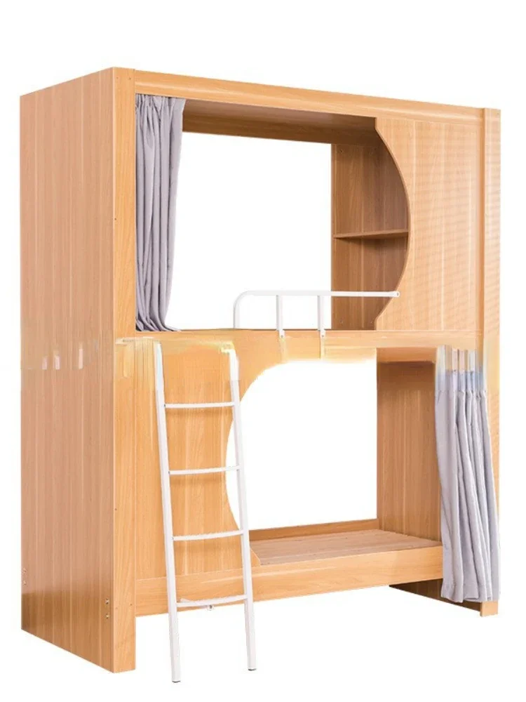 

Bunk beds: two-level student solid wood, dormitory , children's , space capsule