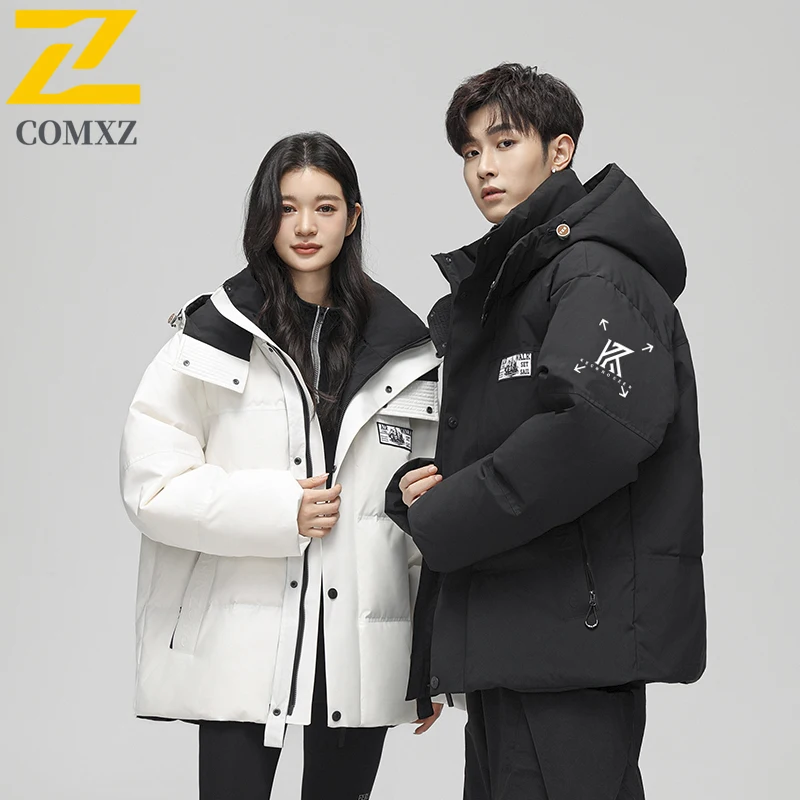 COMXZ Unisex Puffer Jacket Hooded Outdoor Mountaineering Windproof Thickened Parkas Trendy Street Lightweight Winter Puffer Coat