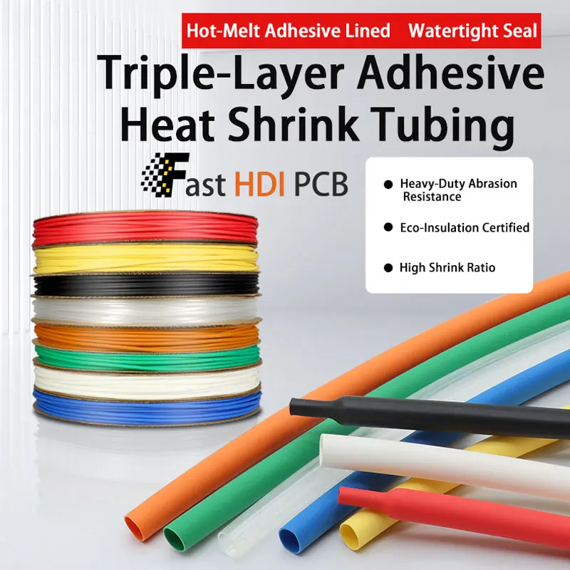 

Heavy Duty Dual Wall Heat Shrink Tube 3X Shrink with Glue Lined - Waterproof Electrical Insulation 1.6mm to 65mm Black
