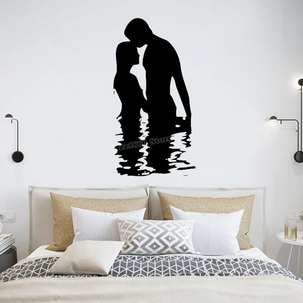 

Two Lovers in the Sea Wall Decal Couple room Wall Stickers for Home Bedroom Decor Poster Vinyl Interior Decoration Mural A152