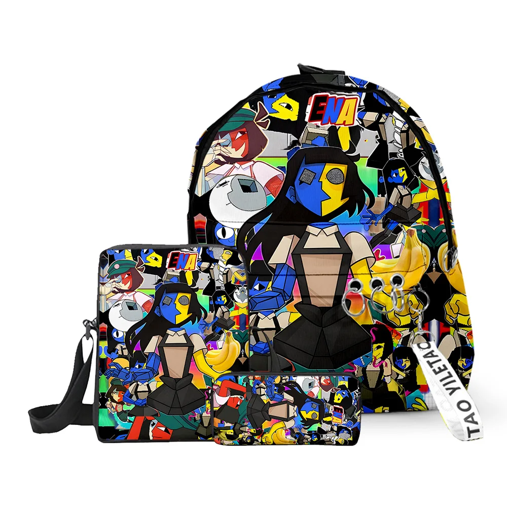 Cartoon Novelty ENA Dream BBQ 3D Printed 3pcs/Set School Bags Keychains Oxford Small Backpack Inclined shoulder bag Pencil Case