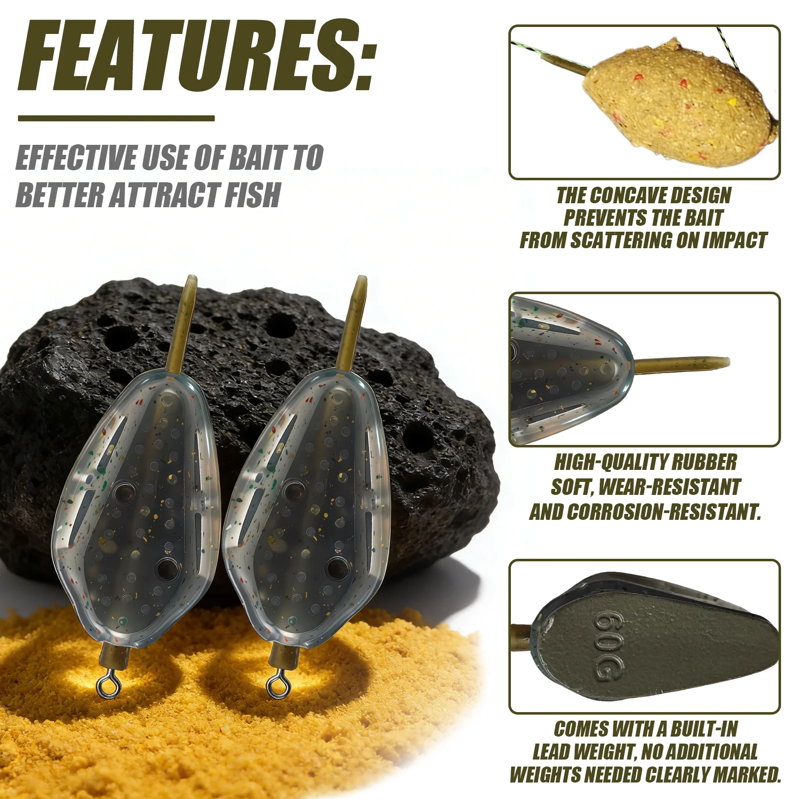 Premium Carp Fishing Method Feeder Kit - Inline Bait Dispenser with Built-in Weights, Top Terminal Tackle for Groundbaiting & Co view 5
