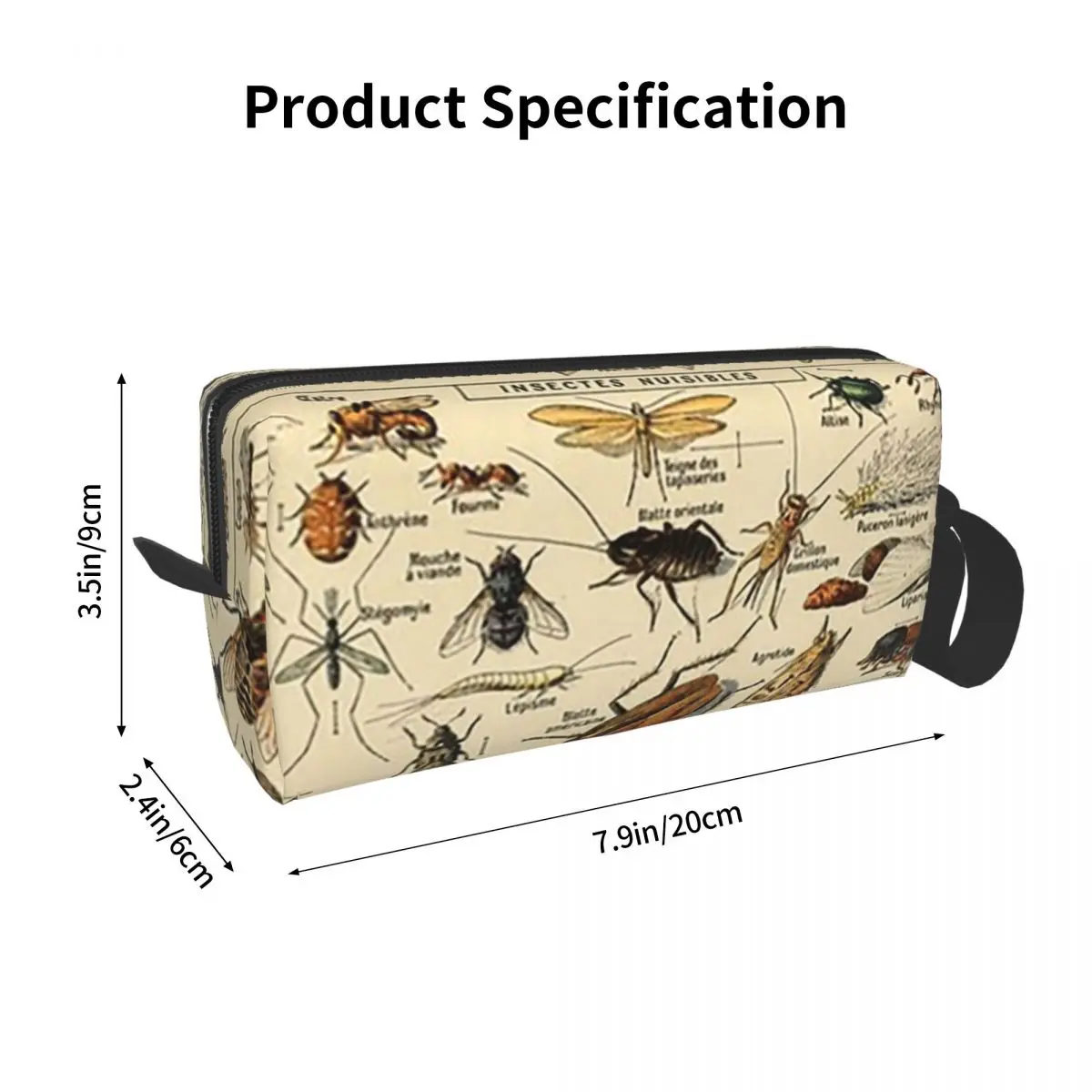 Insects In French Pencil Cases Big Capacity Pen Bags Pen Box Pencil Pouch For Boys Girls Students Stationery Makeup Bag