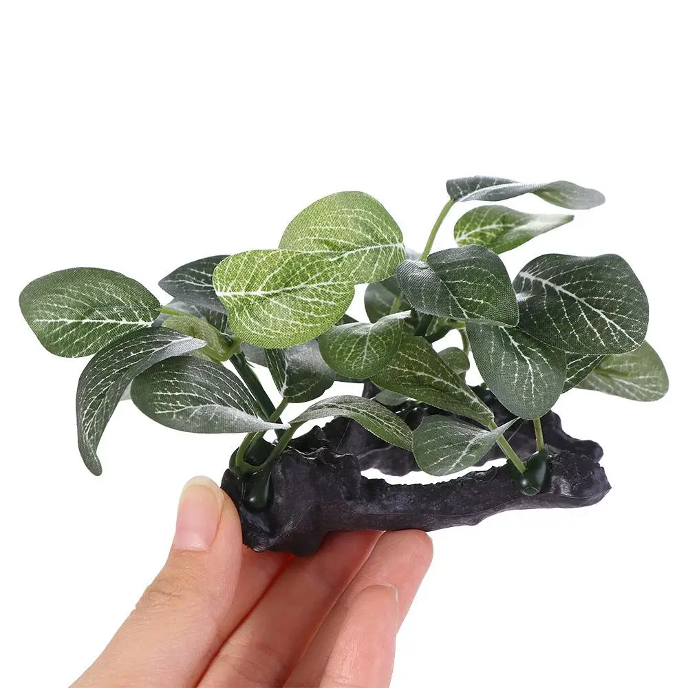 Realistic Faux Silk Aquarium Ficus Tree Fish Tank Grass Fake Artificial Plants Plastic Decor Ornament Artificial Aquarium Plants