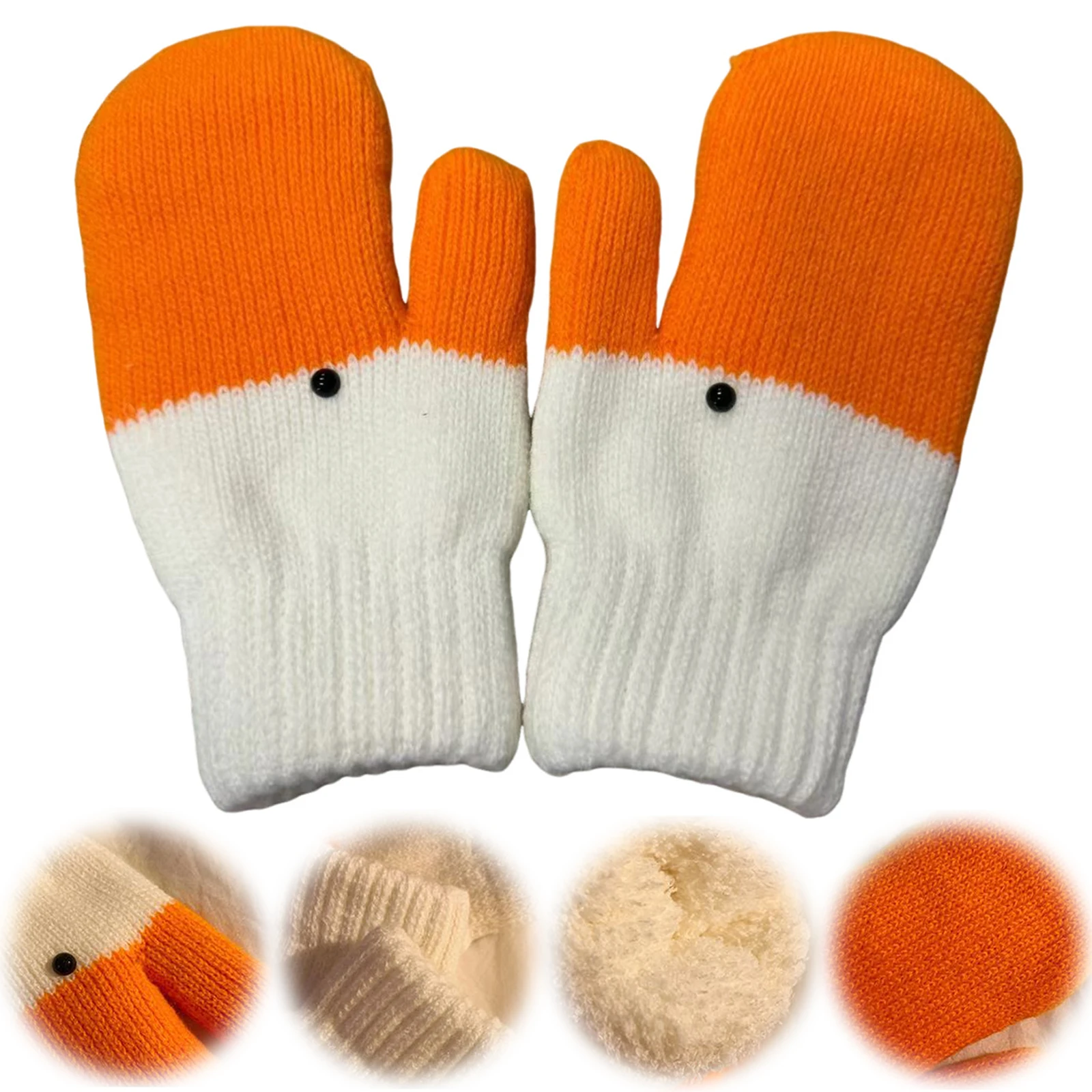Funny Goose Shape Cold-Proof Full Finger Animal Warm Mittens for Autumn and Winter Creative Knitting Gloves Gift for Women Men view 2