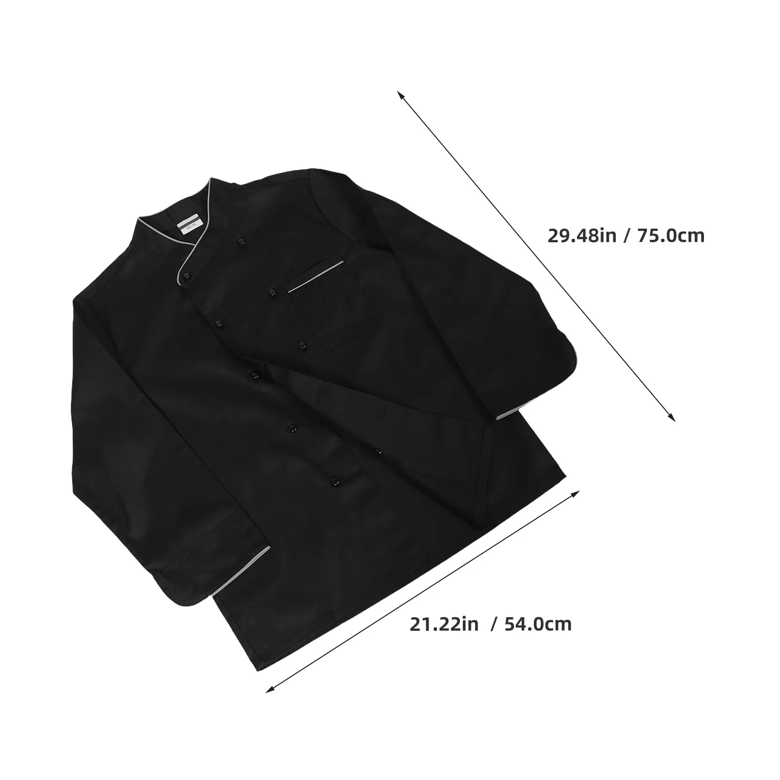 Kurtka kucharska unisex czarna z długim rękawem, odporna na pryskające cieczy, wygodna, uniform dla mężczyzn i kobiet do restauracji i hoteli.