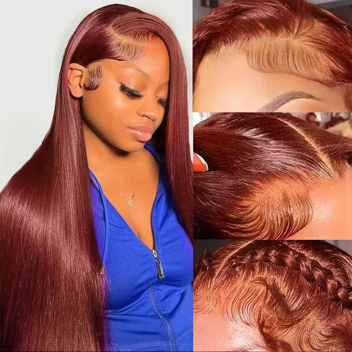 30 Inch Reddish Brown Lace Front Wigs Human Hair 13x6 Straight Lace Front Wigs Pre Plucked With Baby Hair 200% Density