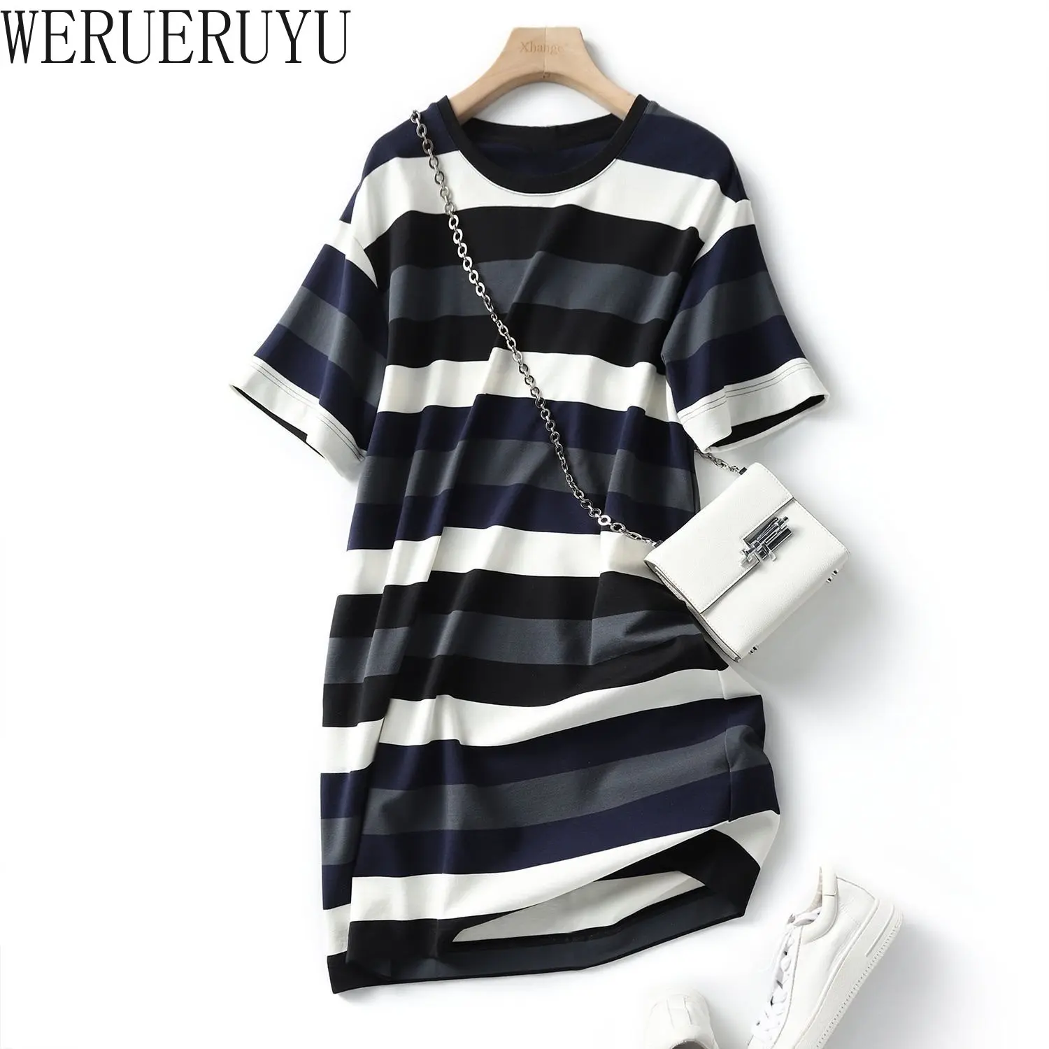 Harajuku Mini Striped Dress Woman Clothing Casual Streetwear Fashion Summer Short Sleeve Loose Elegant Womens Short Dresses 2024