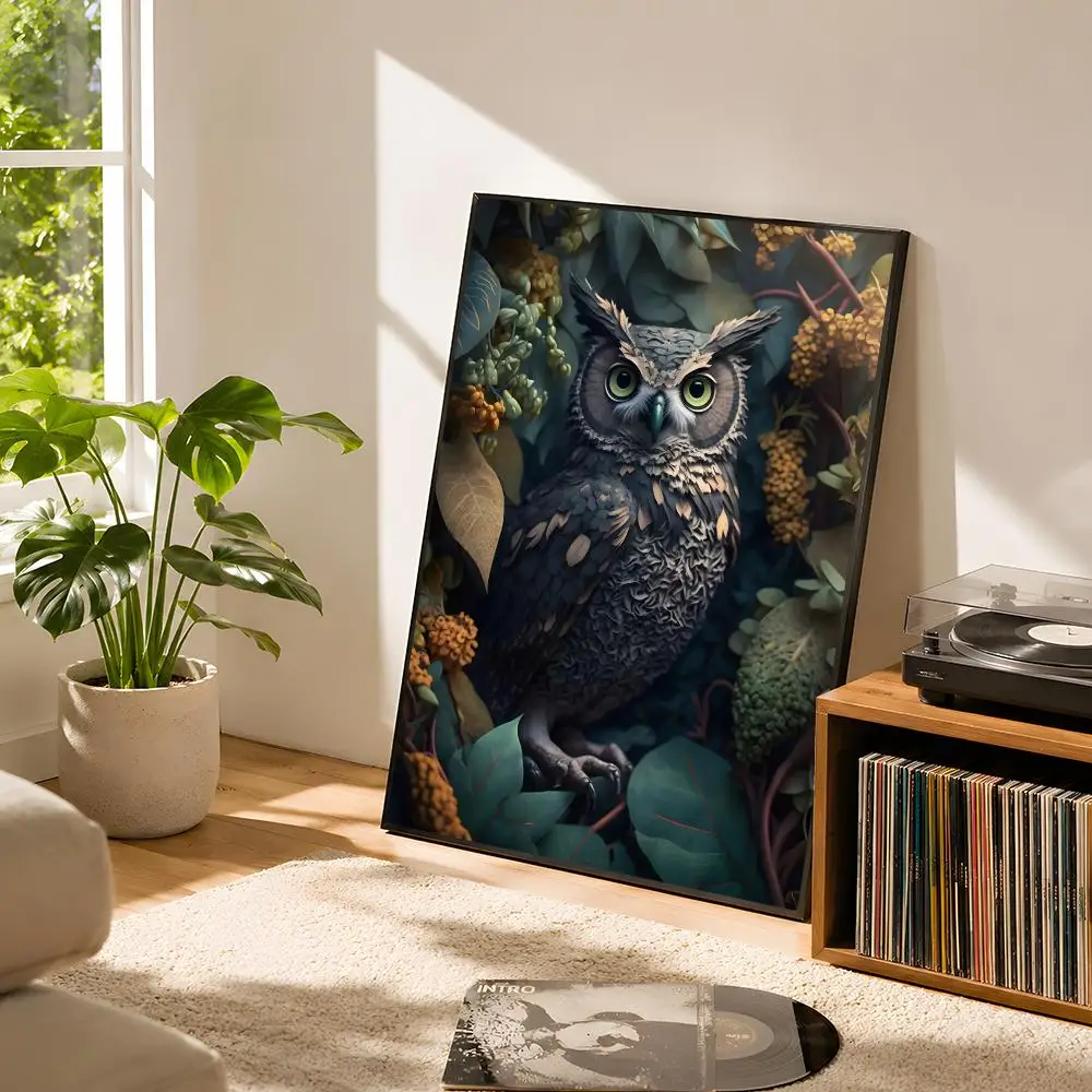Lion Flamingo Panda Monkey In Flower Jungle Art Poster Self Adhesive Matte Wall Art Removable Home Room Decoration