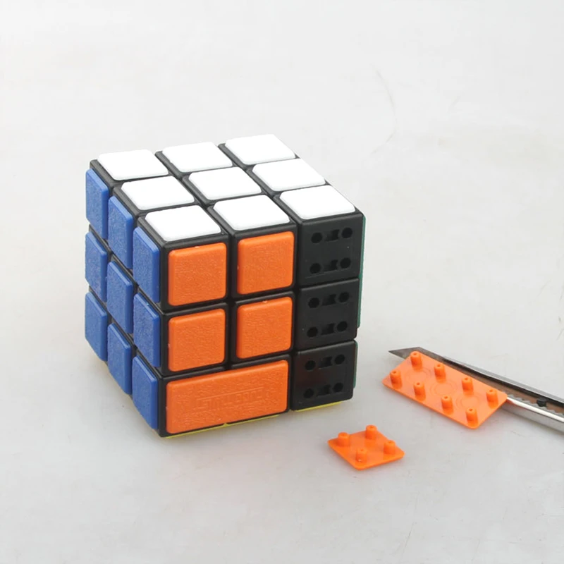 Cubetwist ลูกบาศก์มายากล3x3x3แบบ DIY, ลูกบาศก์มายากลสีดำพร้อมชุดพลาสติกสี3x3มืออาชีพ