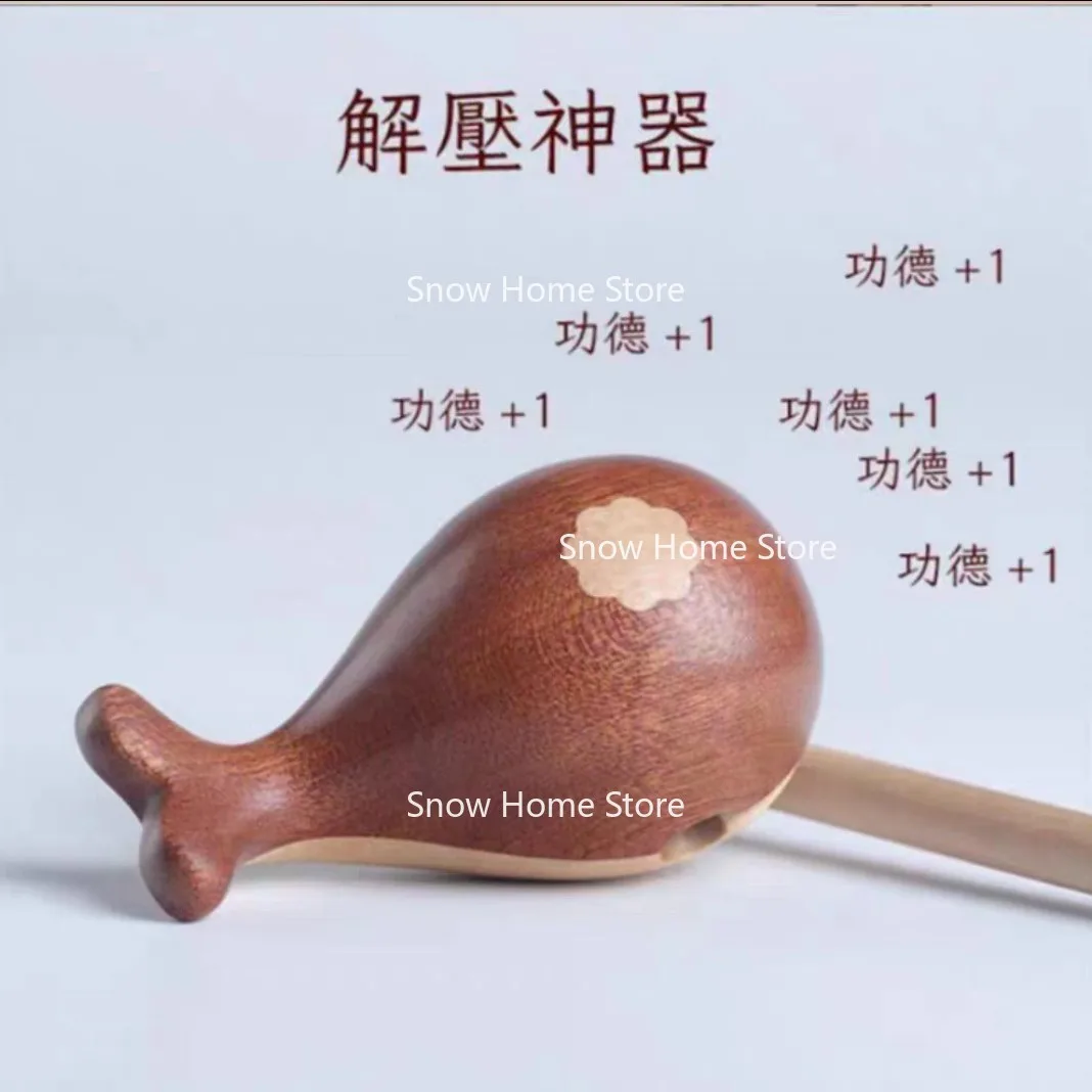 Solid Wood Carved Fish Internet Famous Ornament Decompression Tapping Solid Wood Ornament Gift Musical Instrument