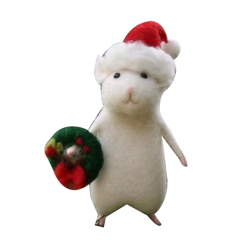 Handmade Felt Mouse Halloween Ornament with Pumpkins Needle Felting Figurine