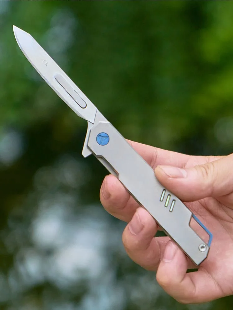 Imagem -06 - Titanium Alloy Quick Open Knife Lâminas Substituíveis Ferramenta Portátil Edc Equitação ao ar Livre Sobrevivência Novo 10 Blade No60 Tc4