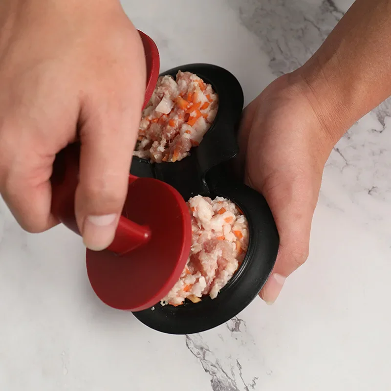 Double Hole DIY Manual ABS Hamburger Press Maker Cutlet Mold Grill Kitchen Tool Handheld Meat Pie Easy to Clean Safe KitchenTool