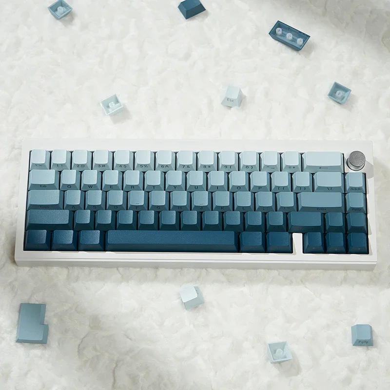 136 Key Gradient Blue keycaps PBT Double Shot Side Print Through Backlit keycaps For Cherry Gateron MX Switches Gamer Keyboard