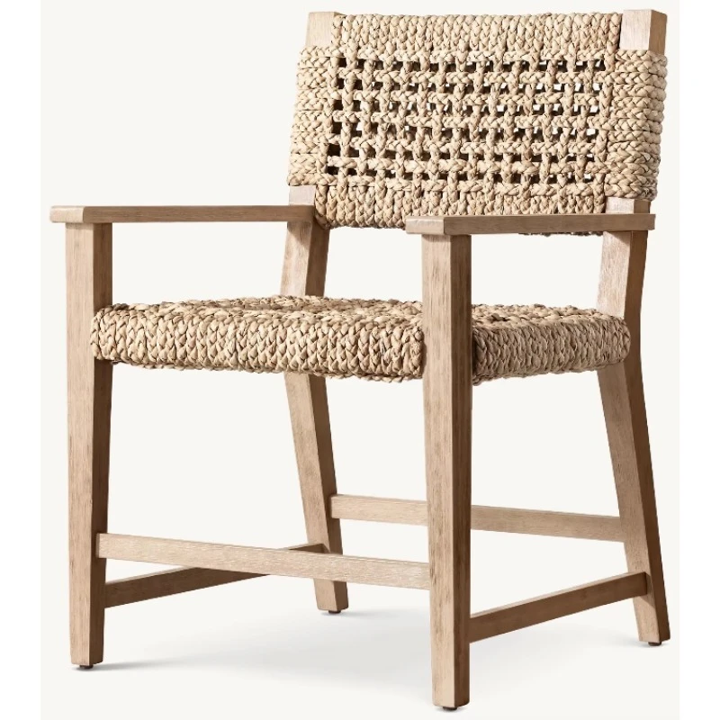 Modern style dining armchair living room furniture wooden rattan chair minimalist