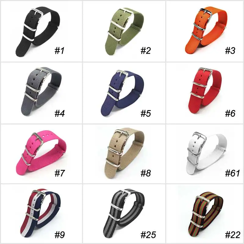 Correa de reloj deportiva de nailon para hombre y mujer, 18mm 20mm 22mm, correa militar de tela nailon con hebilla
