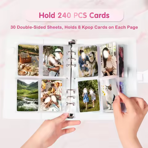 A5 PVC Clear Photocard Binder 4-Pocket Grid Pages Loose Leaf Album for Trading Cards Photos Notes INS DIY Creative Storage Book