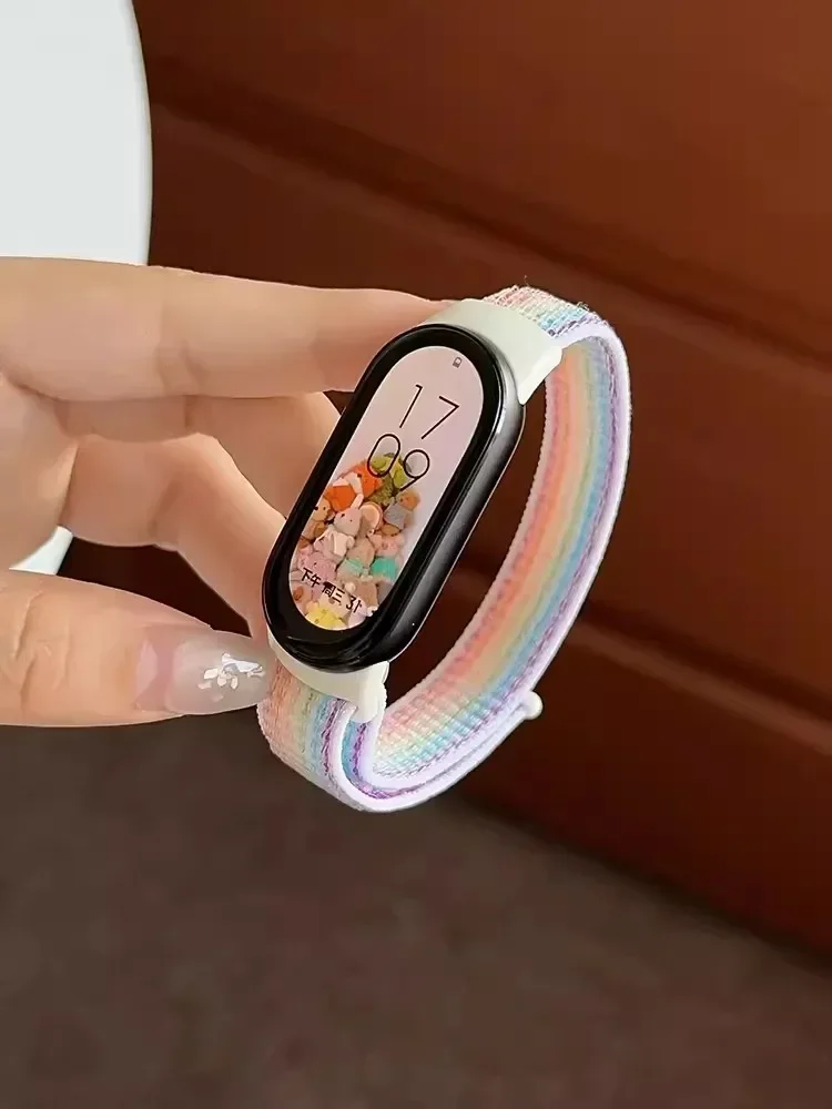 حزام نايلون لحلقة سوار شاومي مي ، سوار ساعة ذكي رياضي ، استبدال سوار معصم ، ميباند 8 NFC ، 9 ، 8 ، 7 ، 6 ، 5 ، 4 ، 3