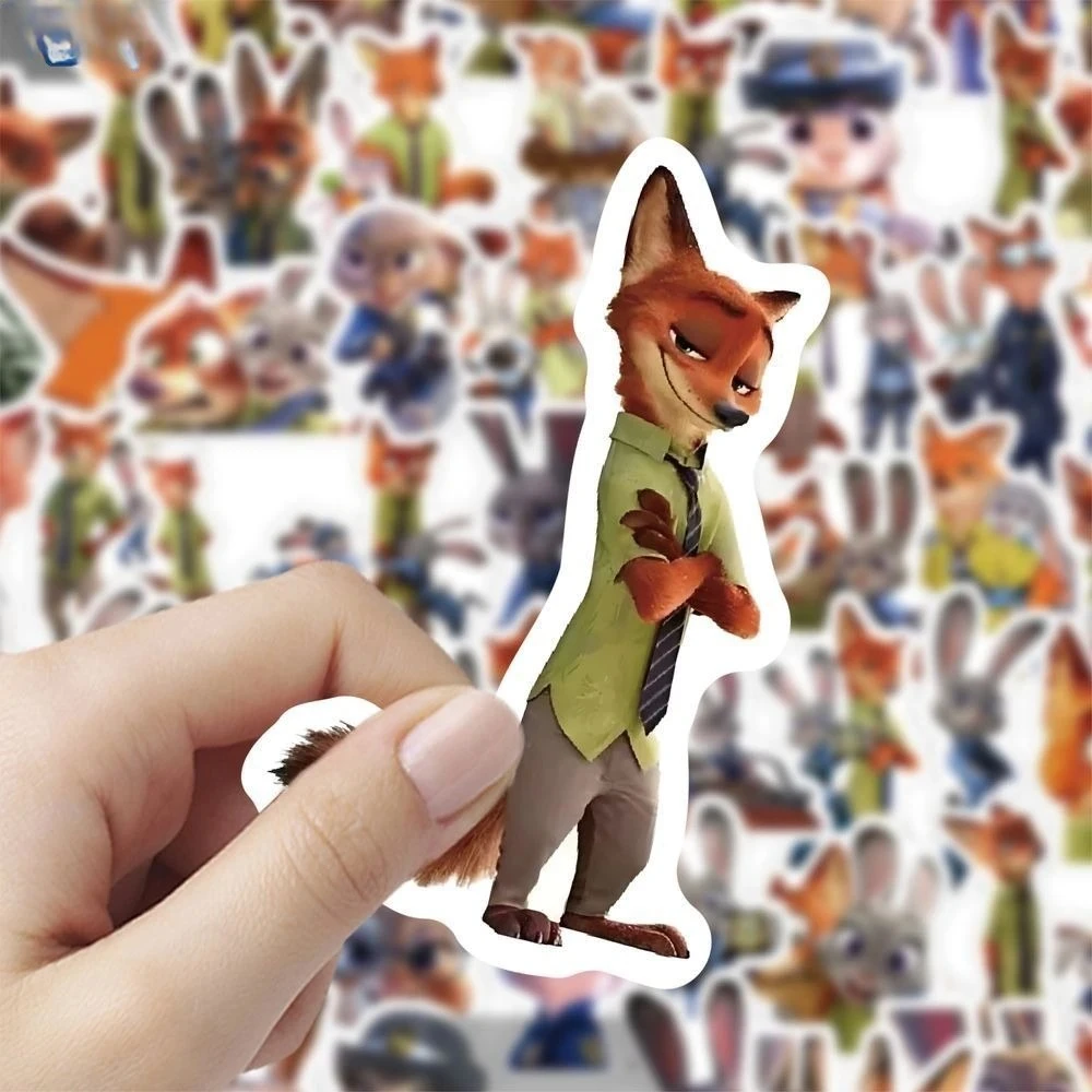 60 قطعة من ملصقات Zootopia، ديكور كرتوني لطيف جودي نيك، ملصقات مقاومة للماء DIY لحافظات الهاتف والمذكرات
