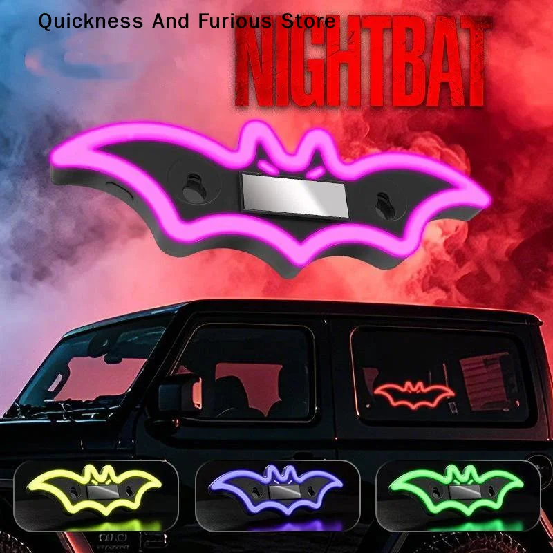 【MO】Colorful Bat Car Triangle Window Trunk LED Colorful Solar Atmosphere Light Halloween Car Interior Wiring Free Decoration