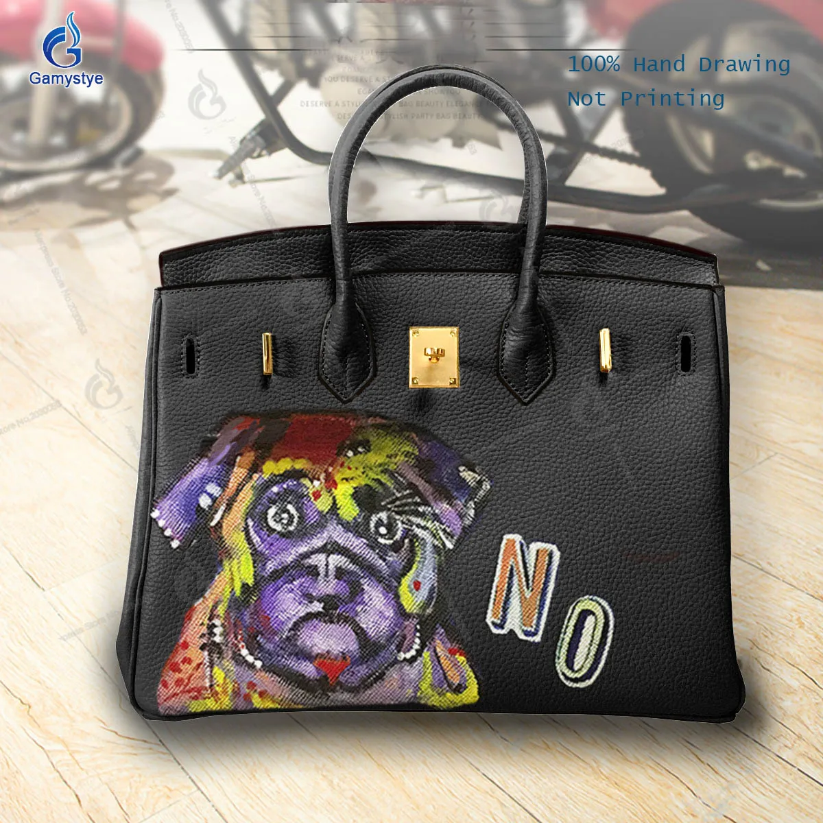 Art Hand-Painting No puppy Customize Totes Female designer handbags high quality Messenger Shoulder Bag 100% Genuine Leather New