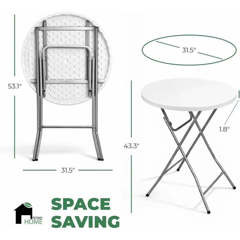 Modern Foldable Bar Table for 40 Inch Tall Portable Bistro Pub Table Sturdy Alloy Steel Base No Assembly Needed Kitchen