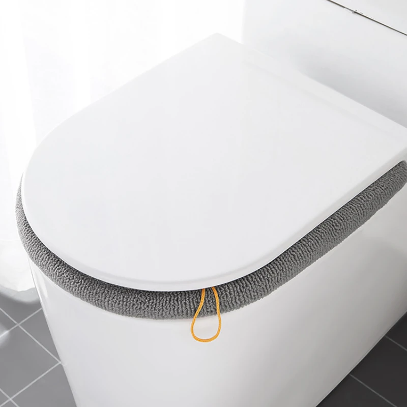 Winter Warm Toilet Seat Cover Mat Bathroom Toilet Pad Cushion with Handle Thicker Soft Washable Closestool Warmer Accessories