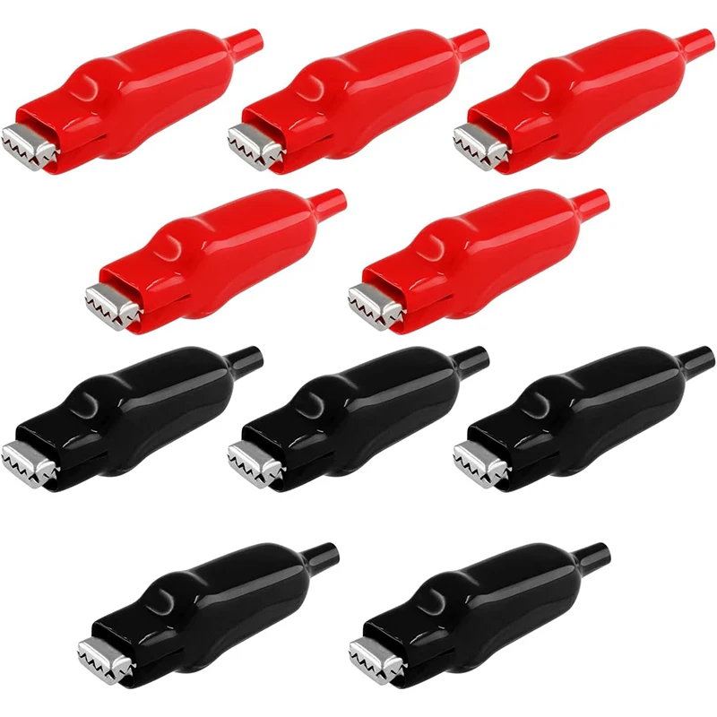 10pcs 20A Insulated Alligator Clips Electrical DIY Test Leads Cable Alligator Double-Ended Crocodile Electrical Clips
