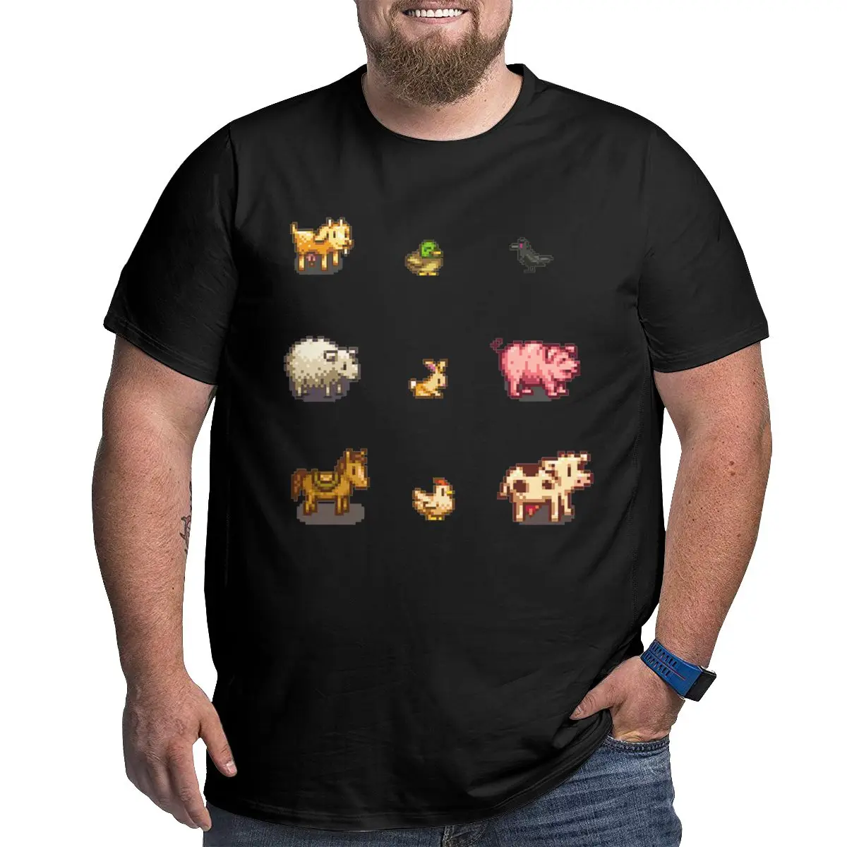 

Stardew Valley Pixelated Animals S Men vintage Crewneck Big Tall Tee Shirt 100% Cotton printed Clothes Big Size 5XL 6XL graphic