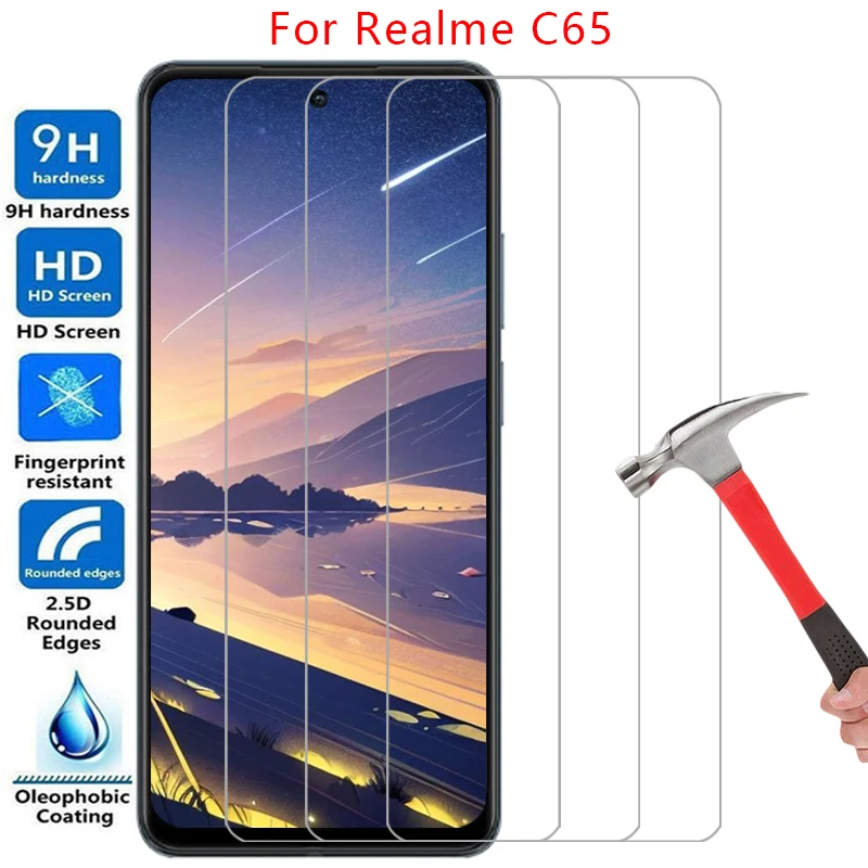 حافظة هاتف لهاتف Realme c65 من الزجاج المقسى على Realmec65 c 65 65c 4g 5g غطاء خلفي 360 Realmi Real me mi Real relme reame c65