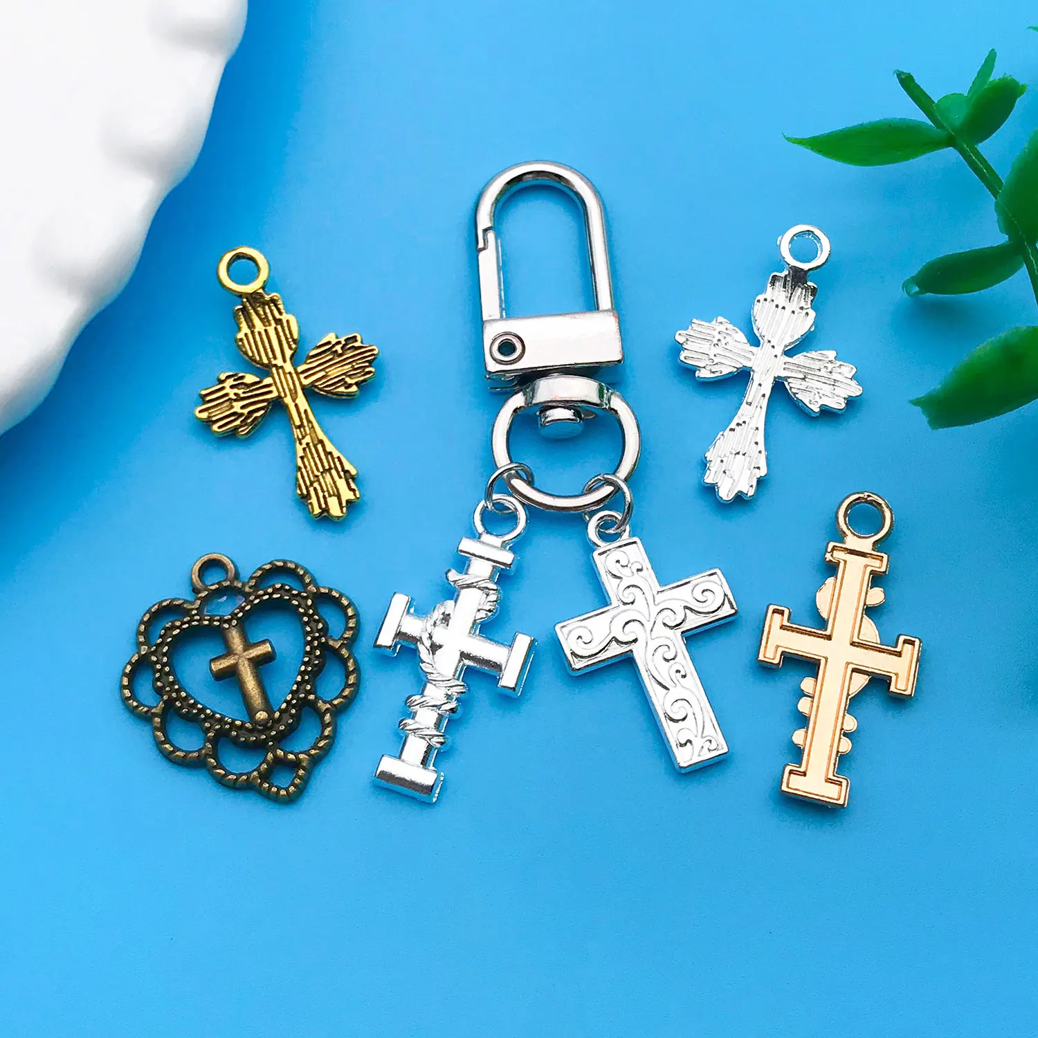 20/100 pieces mixed zinc alloy cross set series, fashionable jewelry necklace making DIY craft Halloween Christmas accessories