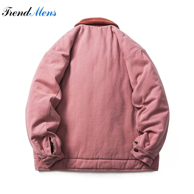 Parka de pana para Hombre, abrigo Cargo con estampado de letras Retro, moda urbana para parejas, chaqueta cálida gruesa de Hip-hop para invierno 2023