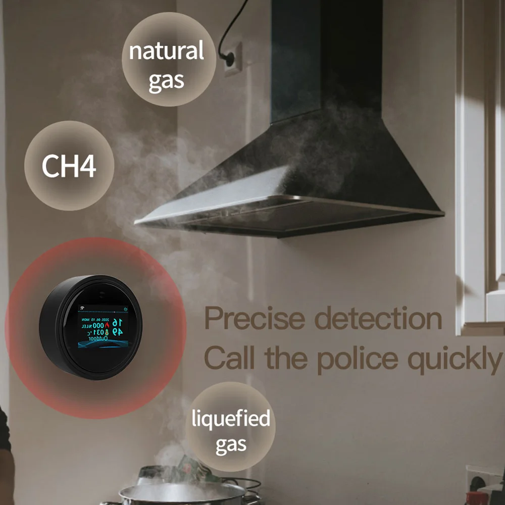 Detector inteligente de fugas de Gas, Sensor de alarma de Gas Natural, LED, Wifi, funciona con Smartlife