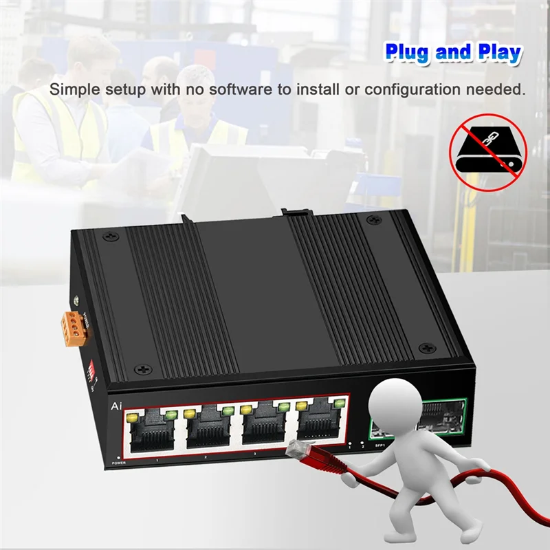 

Промышленный коммутатор POE Гигабитный коммутатор Ethernet с портом 6X100/1000 Мбит/с Base-T Сетевой коммутатор Din IP40 DC44-55V