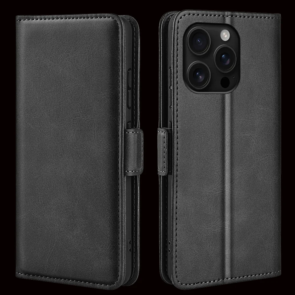 

Premium Calf Leather Flip Cover Case For iphone 17 Pro Max Air 17e 16e 16 15 14 11 13 12 mini 8 7 Plus Phone Wallet Case Coque