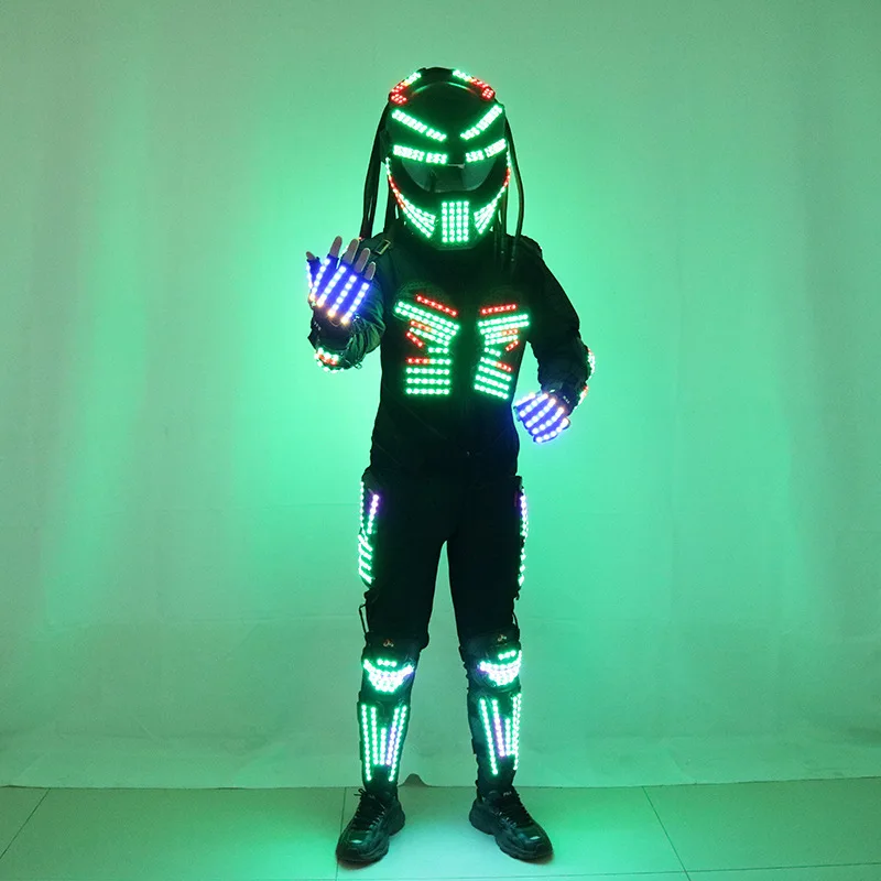 

Halloween LED Robot for Party Men Nightclub Warrior Cosplay Anime DJ Dancer Dress up Armor Pants Helmet Circus Show Clothes