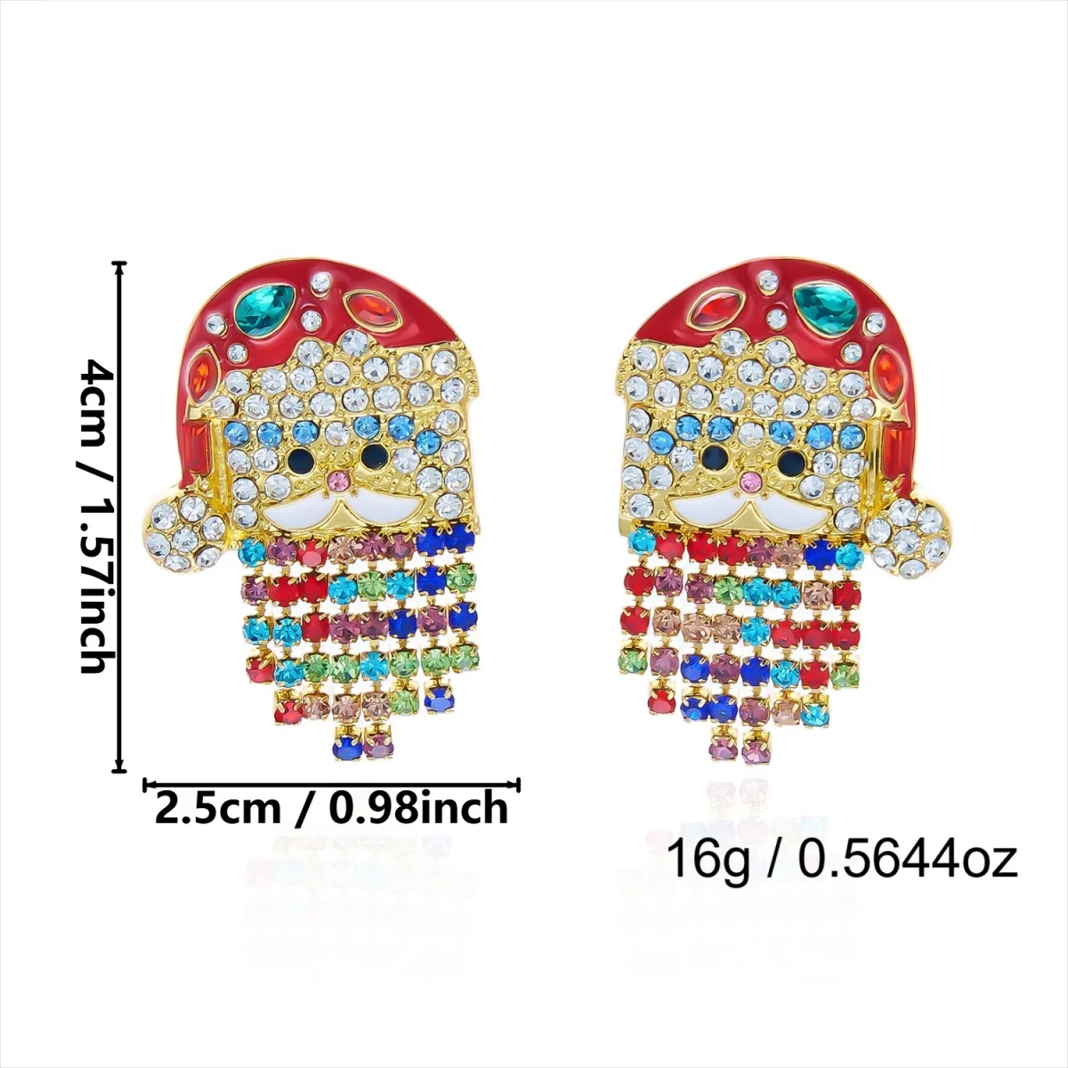 Kreative, niedliche Weihnachtsmann-Ohrstecker mit simuliertem Perlenquastenbart für Frauen, Strass-Weihnachtsmann-Ohrringe, Weihnachtsparty-Schmuck – Detail 37