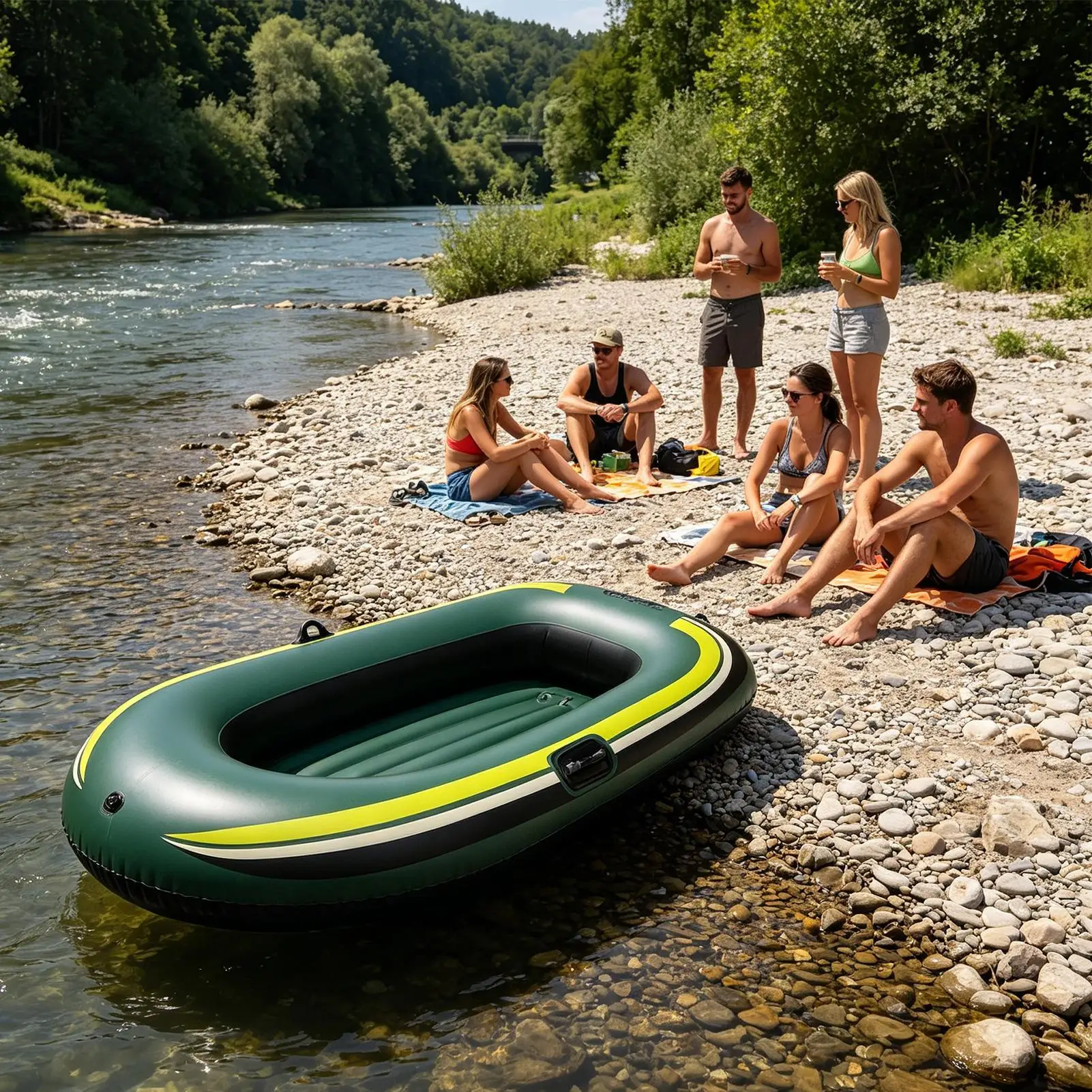Inflatable Boat for Adults, Thickened Non-Slip Leakproof Blow Up Raft for Water Fun, Pool Lake River Beach Outdoor Summer view 2