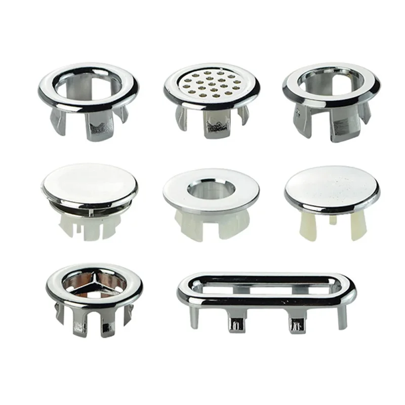 Bathtub Sink Ring Overflow Spare Cover Plastic Silver Plated Decoration Neat Bathroom Ceramic Basin Ceramic Basin Overflow