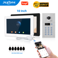 JeaTone 1080P 128G WiFi Video Intercom Tuya Door Phone 10 Inches Touch Screen Monitor with Wired RFID Code Keypad Doorbell