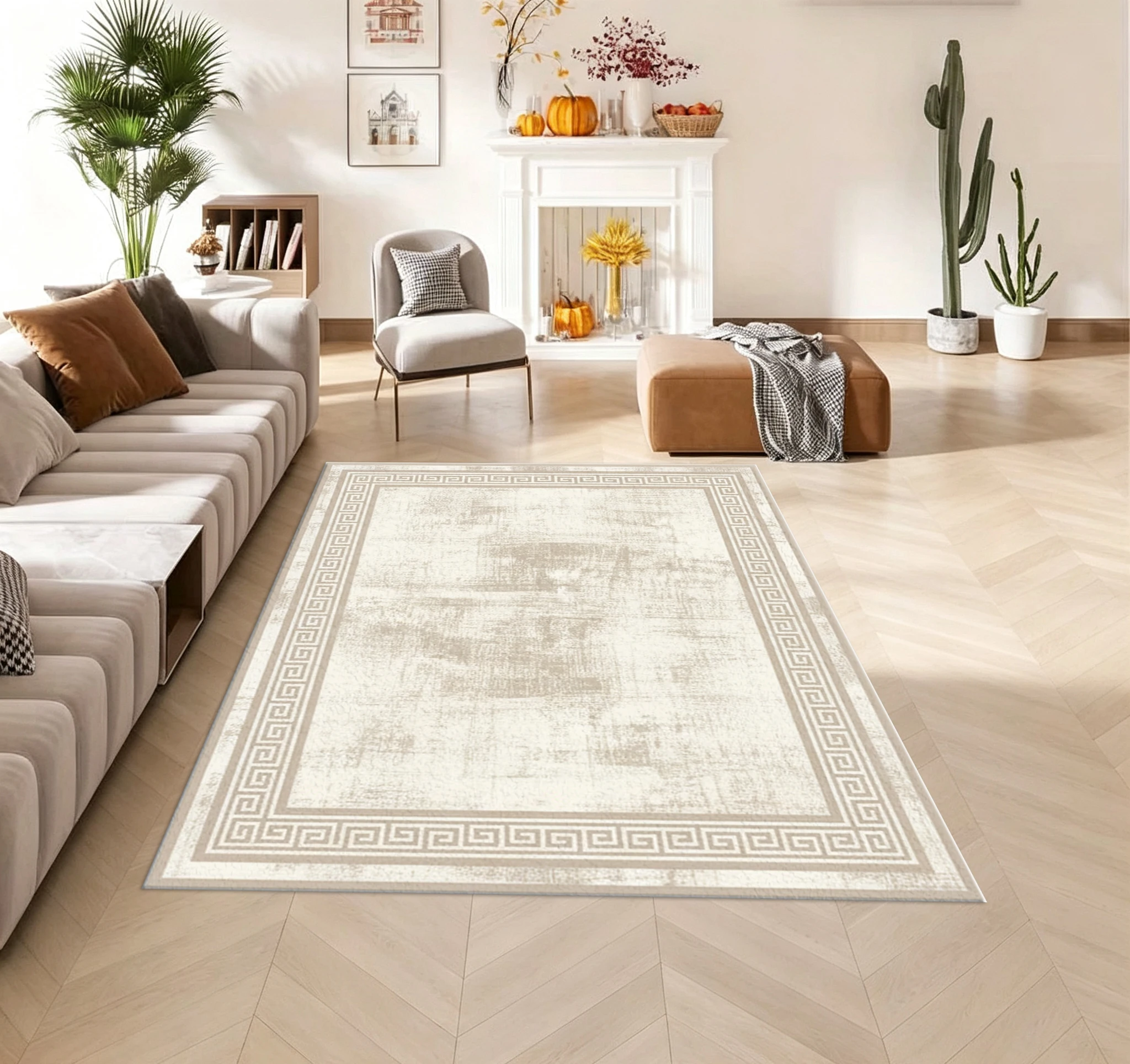 Vintage Border Antique Style Carpet Flooring Retro Soft Area Rug for Living Room Bedroom Home Floor Ornament