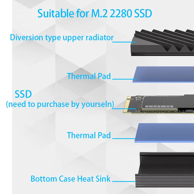 M.2 SSD NVMe Heat Sink M2 2280 Solid State Hard Disk Aluminum Heatsink Gasket with Thermal Silicone Pad PC Accessories - view 4