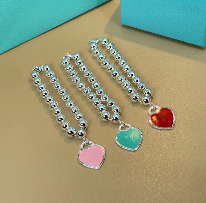 

TIF classic simple sterling silver bead love pendant sweet bracelet