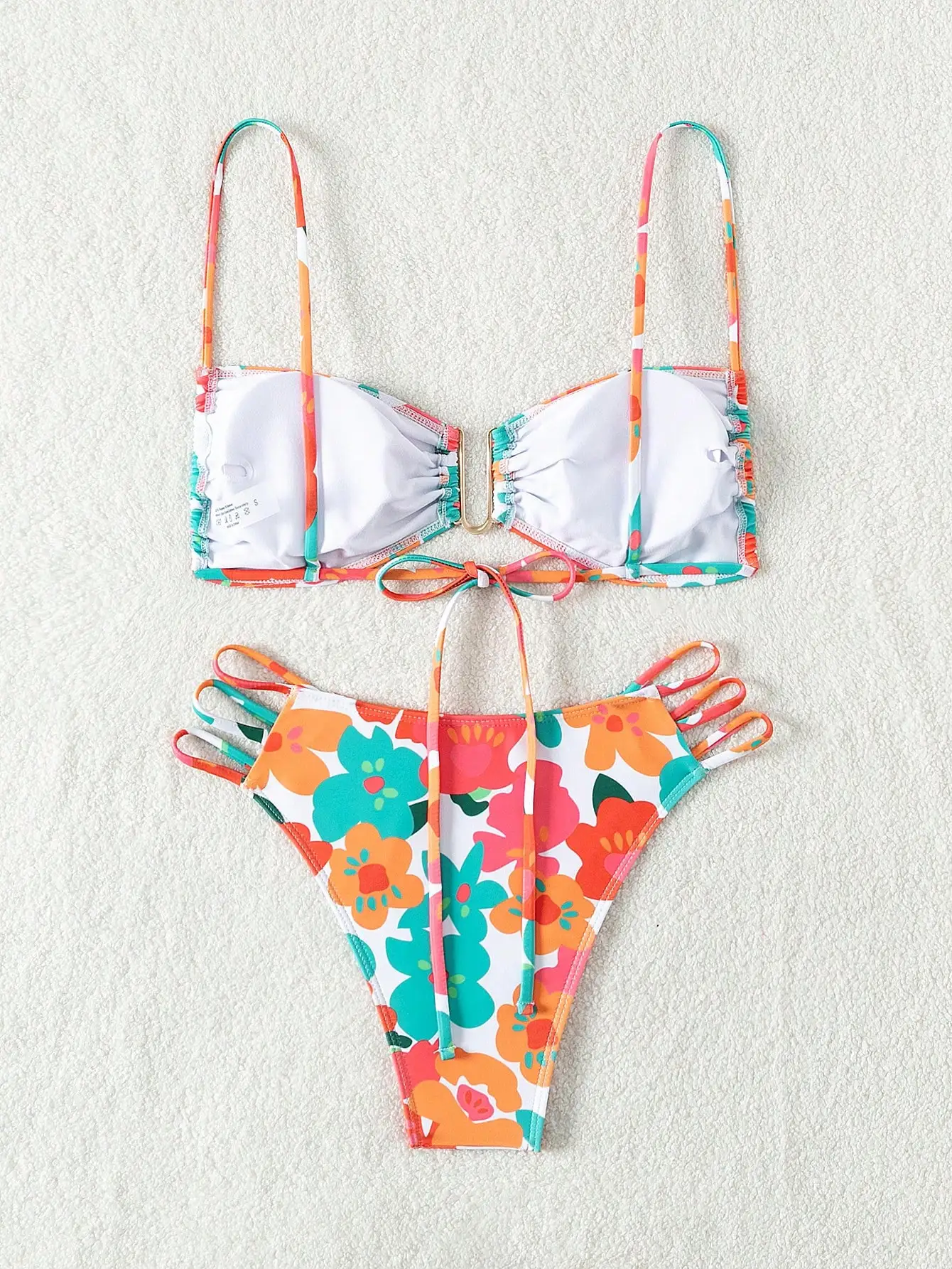 Summer new solid color bikini halterneck suspender youthful dopamine has a vibrant and bright style