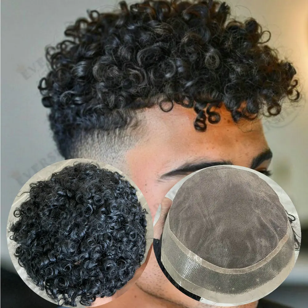 

Мужской парик-накладка из натуральных волос (15/18/20 мм), афро-волны, неощутимый, из монополиуретана, для афроамериканцев, прочный, неотличимый от натуральных волос