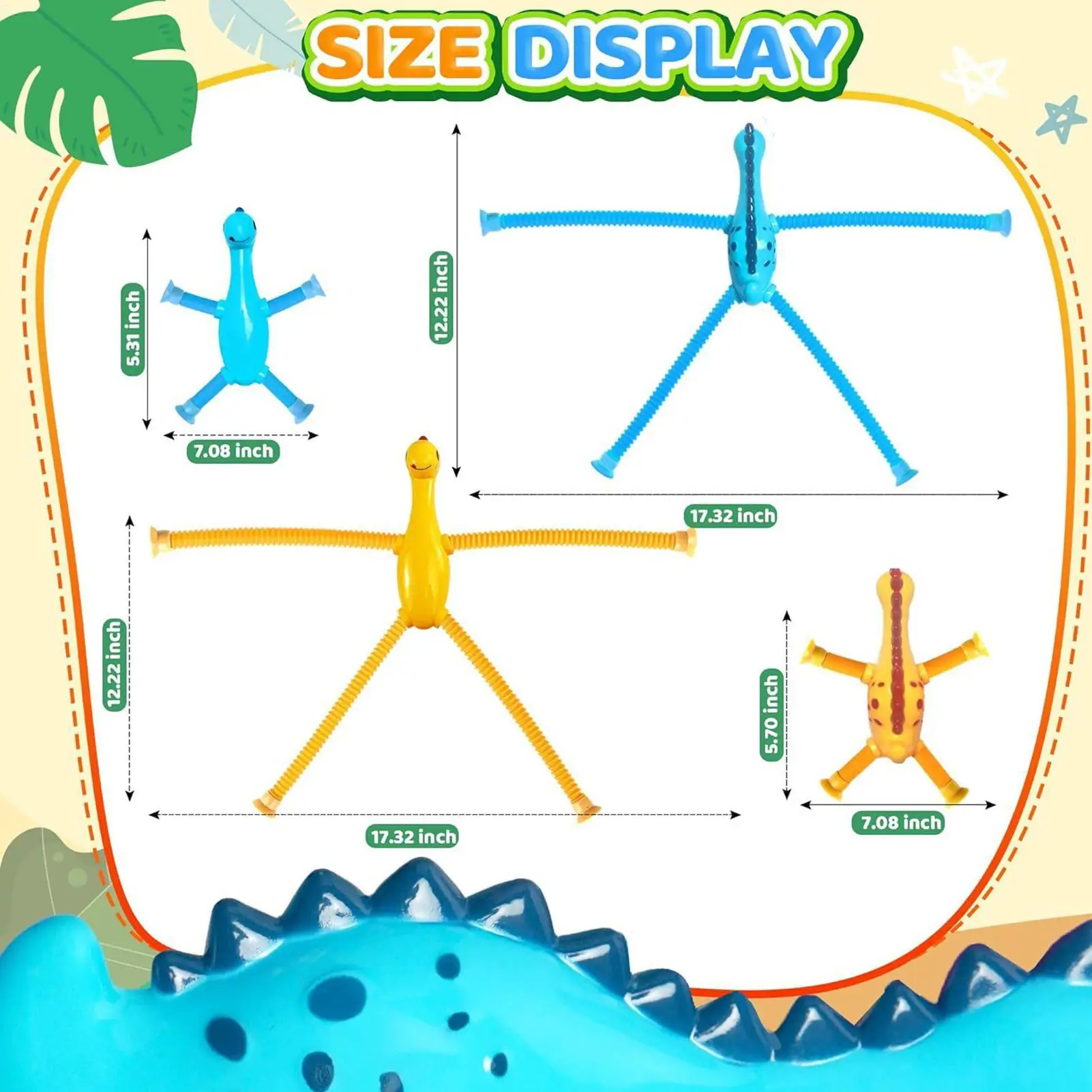 Ventosa telescopica Giocattoli animali Giocattoli da viaggio Tubo sensoriale dinosauro 4 pezzi Bomboniere educative Fidget con luci per