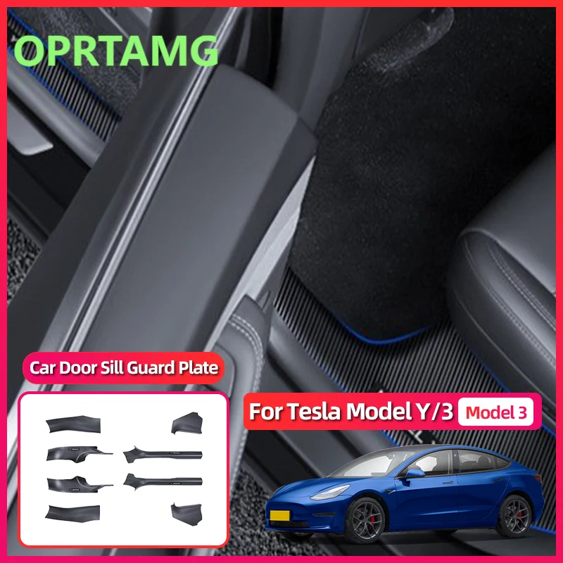 

2025 Hot For Tesla Model Y Model 3 Accessories Seat Sill Protective Cover Modification Juniper Door Sill Strip Tools Emblems